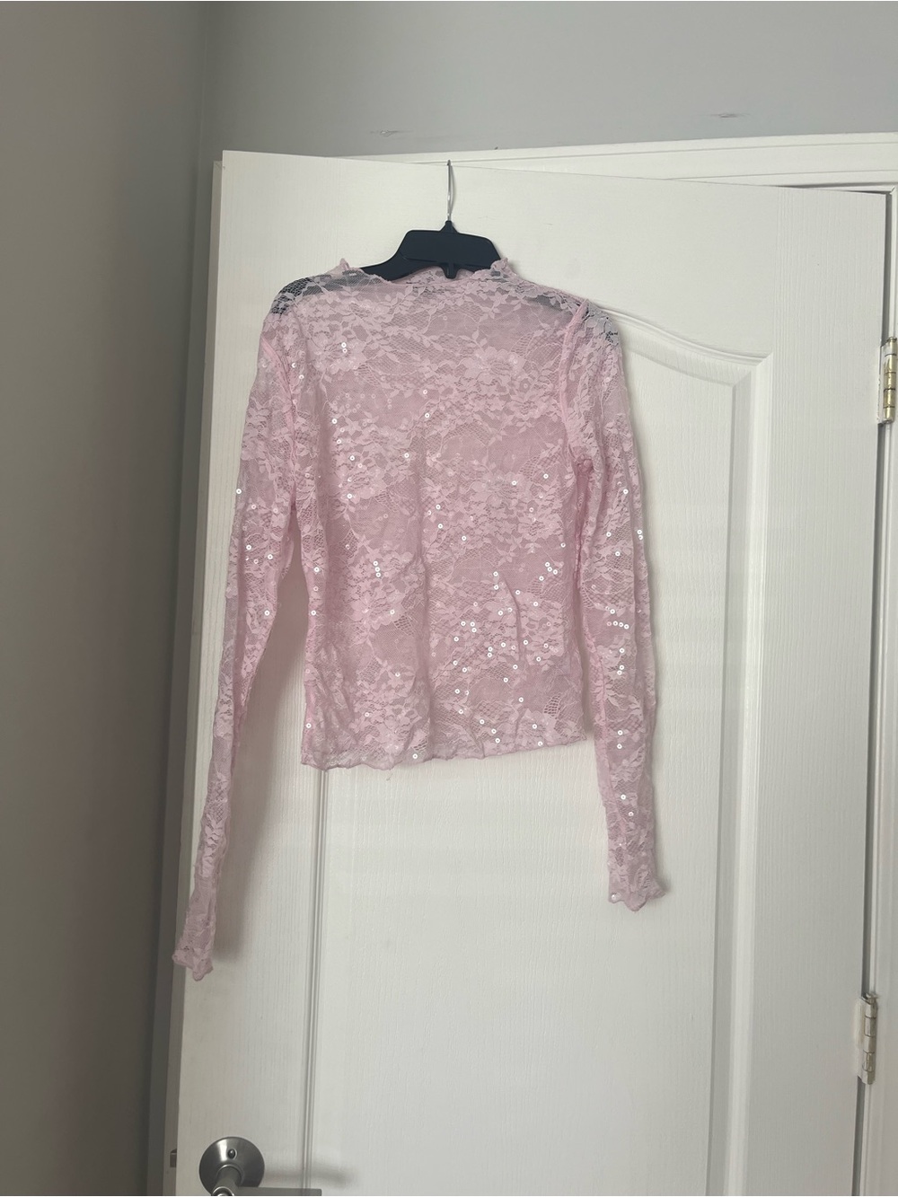 Target Pink Lace Sequin Long Sleeve Blouse